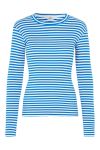 Mads Nørgaard - Bluse - 2x2 Cotton Stripe Tuba Tee LS - 2x2 Stripe Surf The Web/Vanill