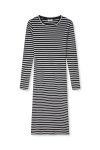 Mads Nørgaard - Kjole - 2X2 Cotton Stripe Duba Dress - Black/White Alyssum