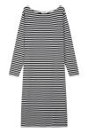 Mads Nørgaard - Kjole - Soft Single Stripe Silas Dress - Black/Snow White