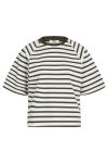 Mads Nørgaard - T-shirt - Heavy Single Stripe Trista Tee - Snowwhite/Forest Night