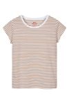 Mads Nørgaard - T-shirt - Organic Jersey Stripe Teasy Tee FAV - Brilliant White/Tiger'S Eye