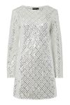 Pieces - Kjole - Malfrid LS Sequins Dress - Bright White/Silver Sequins (Levering start september)