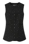 Pieces - Vest - Michelle Rhinestone Waistcoat - Black