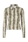 Modström - Bluse - Porsia Print LS Polo - Light Shadow Zebra