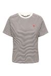 JDY - T-shirt - Pisa S/S Print Top - Cloud Dancer/Chocolate Torte Stripes/BS Heart