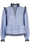 Neo Noir - Bluse - Panama Embroidery Blouse - Light Blue