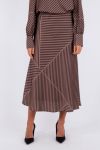 Neo Noir - Bovary Mix Lines Skirt - Dark brown