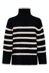 Neo Noir - Strik - Fanning Stripe Knit Blouse - Black