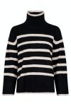 Neo Noir - Strik - Fanning Stripe Knit Blouse - Black