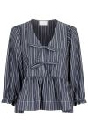 Neo Noir - Bluse - Bella Double Stripe Blouse - Dark Grey