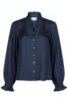 Neo Noir - Skjorte - Brielle Satin Blouse - Midnight Blue