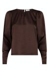 Neo Noir - Bluse - Camma Heavy Sateen Blouse - Dark Brown