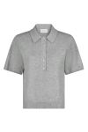 Neo Noir - T-shirt - Gracie Knit Polo Tee - Light Grey Melange
