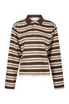 Neo Noir - Bluse - Mala Stripe Polo Blouse - Brown