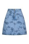 Neo Noir - Nederdel - Gabani Embroidery Denim Skirt - Blue 