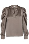 Neo Noir - Bluse - Rosslyn Heavy Sateen Blouse - Warm Grey