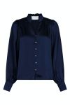Neo Noir - Skjorte - Massima Drapy Satin Blouse - Dark Navy