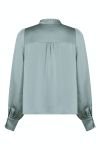 Neo Noir - Skjorte - Massima Drapy Satin Blouse - Smoke Green
