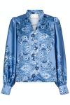 Neo Noir - Skjorte - Massima Paisley Border Blouse - Dusty Blue