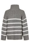 Neo Noir - Strik - Nevena Stripe Knit Blouse - Dark Grey/Off White