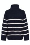 Neo Noir - Strik - Nevena Stripe Knit Blouse - Navy/Sand