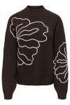 JDY - Strik - Jella L/S Flower Pullover - Chocolate Torte W. Pumice Stone