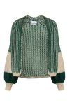Noella - Cardigan - Liana Knit Cardigan - Beige/Bottle Green