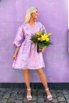 Noella - Kjole - Aya Jacquard Dress - Lilac jacquard 