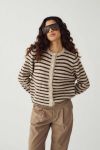 Noella - Cardigan - N-Mertice Knit Cardigan - Brown Sand Stripe