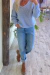 Noella - Strik - Fora Knit V-neck Sweater - Light Blue