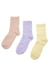 Nümph - Strømper - Kingcity 3-Pack Color Socks - Gul/Lilla/Beige
