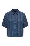 JDY - Skjorte - Power S/S Short Shirt - Insignia Blue Cloud Dancer