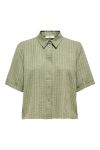 JDY - Skjorte - Power S/S Short Shirt - Deep Lichen Green Cloud Dancer