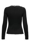 JDY - Bluse - Jdy Etoile L/S V-Neck Rib Top - Black