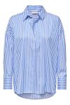 JDY - Skjorte - Jdy Vesper L/S Loose Striped Shirt - Cloud Dancer/Cornflower