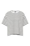 Pieces - T-shirt - Chilli Summer 2/4 Sweat Stripe - Cloud Dancer/Black