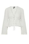 Pieces - Bluse - PC Janni LS Tie Top - Bright White