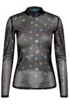 Pieces - Bluse - PC Naomi LS Mesh Top - Black Flower Foil
