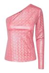 Pieces - Bluse - PC Shimmer LS One Shoulder - Begonia Pink