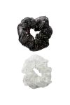 Pieces - Hårelastik - PC Junita J 2-Pack Scrunchie - Black/White