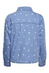 Pieces - Skjorte - PC May LS Denim Shirt - Medium Blue Denim/Emb Flowers 