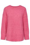 Pieces - Strik - PC Nancy LS Loose O-Neck Knit - Shocking Pink