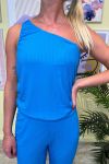 Pieces - Top - PC Arianna One Shoulder - Ibiza Blue