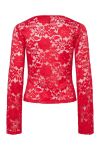 Pieces - Top - Pc Amalie Ls Lace Top - High Risk Red