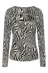 Pieces - Bluse - PC Atulle LS Cut Out Top - Black White Zebra