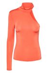 Pieces - Bluse - PC Dora LS Oneshoulder Top - Tangerine Tango (OBS! Skaffevare - kan ikke returneres)