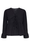 Pieces - Bluse - PC Jally LS V-Neck Tie Top - Black