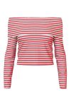Pieces - Bluse - PC Laya Ls Off Shoulder Top - Bright White/High Risk Red