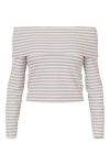 Pieces - Bluse - PC Laya Ls Off Shoulder Top - Bright White/Silver Mink