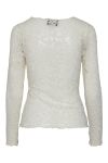 Pieces - Bluse - PC Nora LS O-Neck Lace Top - Cloud Dancer